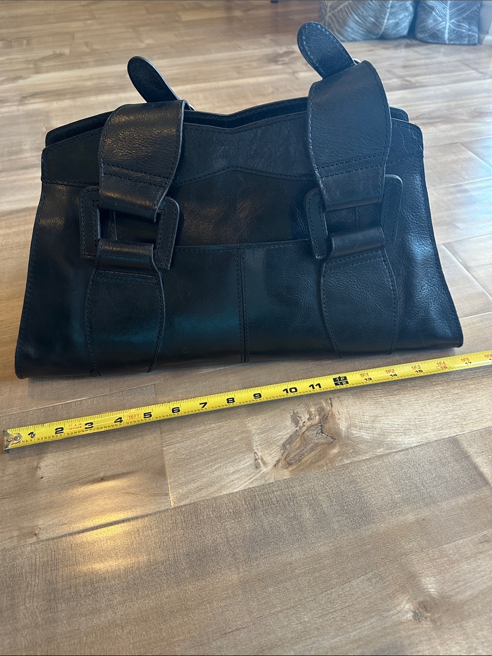 Patricia Nash Black Leather Buckle Satchel - Picture 4 of 13
